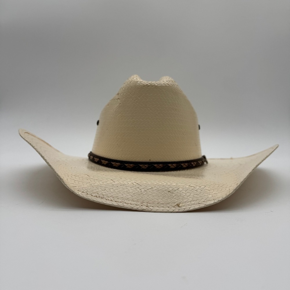 Justin 10X Straw Cowboy Hat Cream Braided Band Size 7 1/4 58cm Made in Mexico